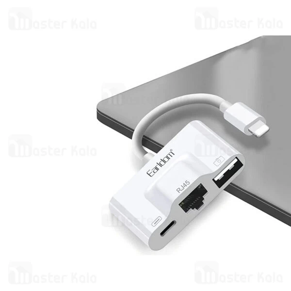 تبدیل لایتنینگ اتصال همزمان LAN و شارژر و USB ارلدام Earldom OT53