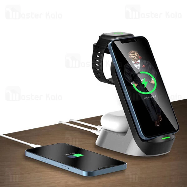 استند و شارژر وایرلس گرین لاین Green Lion 4 in 1 توان 15 وات