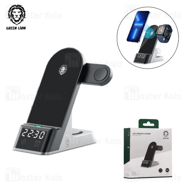 استند و شارژر وایرلس گرین لاین Green Lion 6 in 1 توان 15 وات