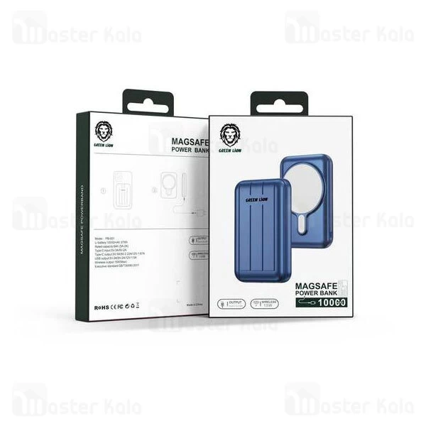 پاوربانک وایرلس 10000 مگ سیف گرین لاین Green Lion MagSafe توان 15 وات 