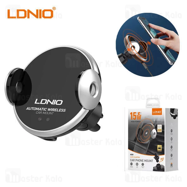هولدر و شارژر وایرلس دریچه کولری LDNIO MA02 Auto-Clamping Car Holder 15W Fast Wireless Charging