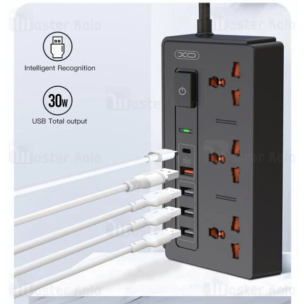 چند راهی برق و شارژر ایکس او XO WL06 دارای 5 پورت