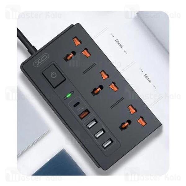 چند راهی برق و شارژر ایکس او XO WL06 دارای 5 پورت