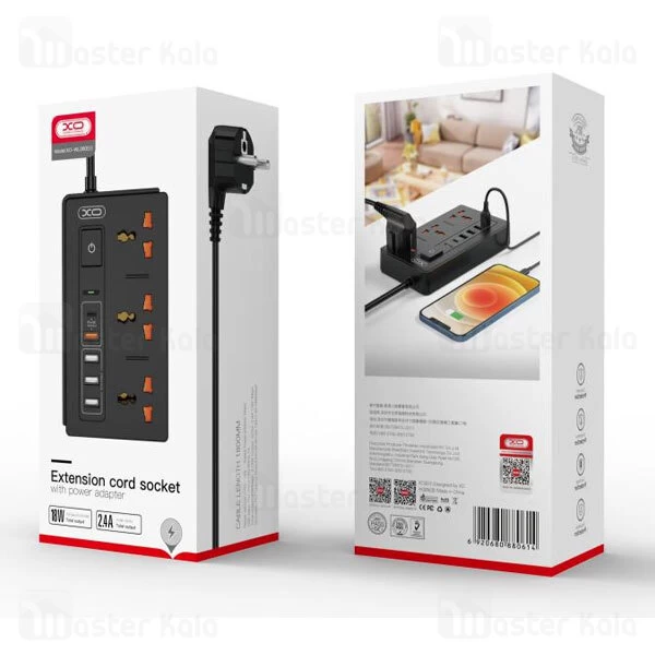 چند راهی برق و شارژر ایکس او XO WL06 دارای 5 پورت