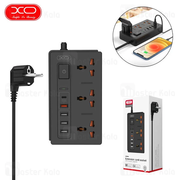 چند راهی برق و شارژر ایکس او XO WL06 دارای 5 پورت