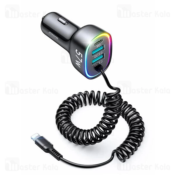 شارژر فندکی فست شارژ جویروم Joyroom JR-CL20 توان 57 وات کابل متصل Lightning