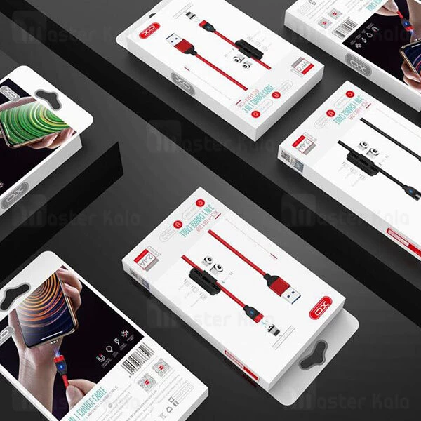 کابل مگنتی سه سر ایکس او XO NB128 طول 1 متر توان 2.4 آمپر