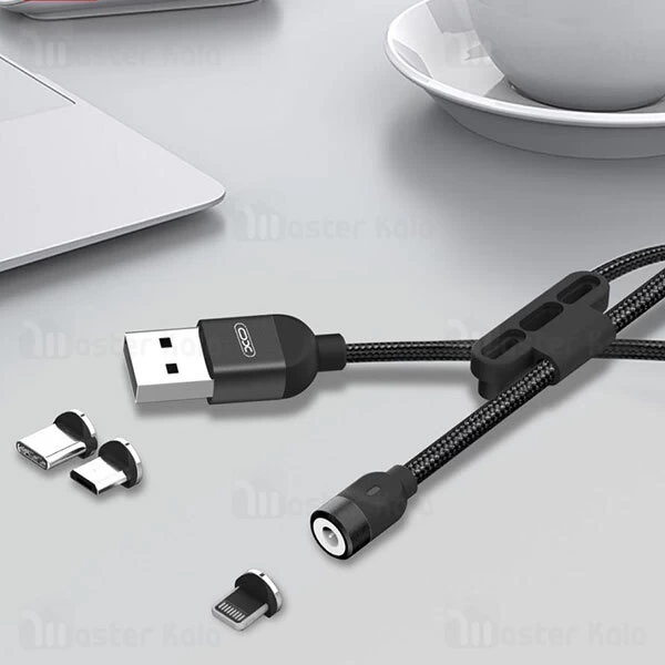 کابل مگنتی سه سر ایکس او XO NB128 طول 1 متر توان 2.4 آمپر