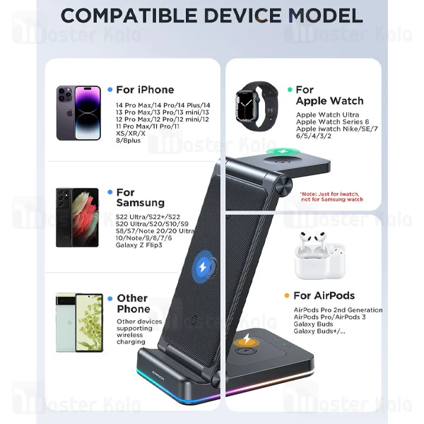 استند و شارژر وایرلس چندکاره جویروم Joyroom JR-WQN01 توان 15 وات