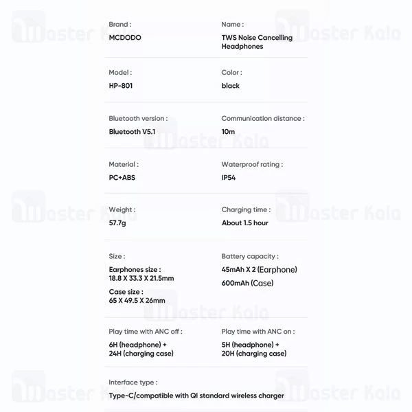 هندزفری بلوتوث دوگوش مک دودو Mcdodo HP-8010