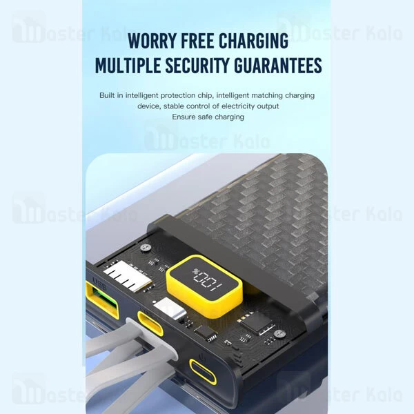 پاوربانک 20000 ایکس او XO PR196 توان 22.5 وات با کابل متصل