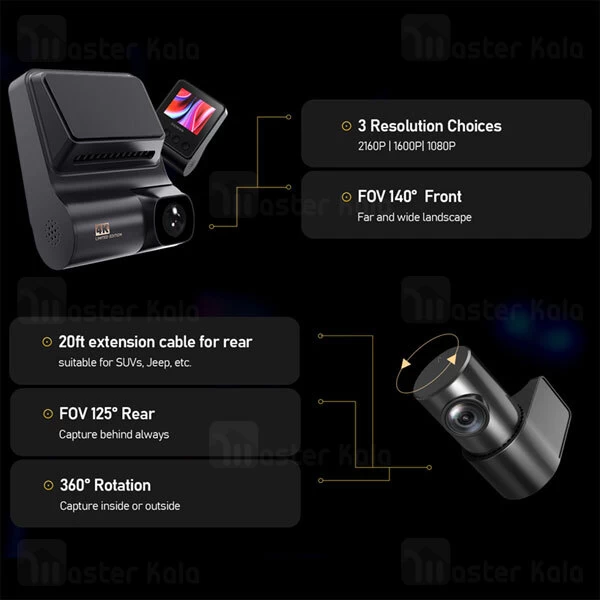 دوربین خودروی شیائومی Xiaomi DDpai Z50 به همراه دوربین عقب