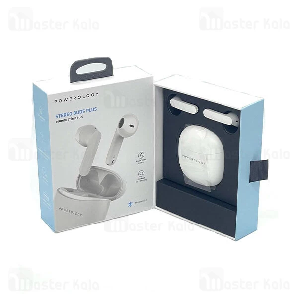 هندزفری بلوتوث دوگوش پاورولوژی Powerology Stereo Buds Plus PWLAU001