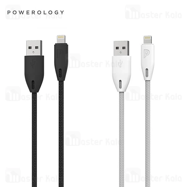 کابل لایتنینگ پاورولوژی Powerology Braided PCAB003 طول 1.2 متر شدت جریان 2.4 آمپر