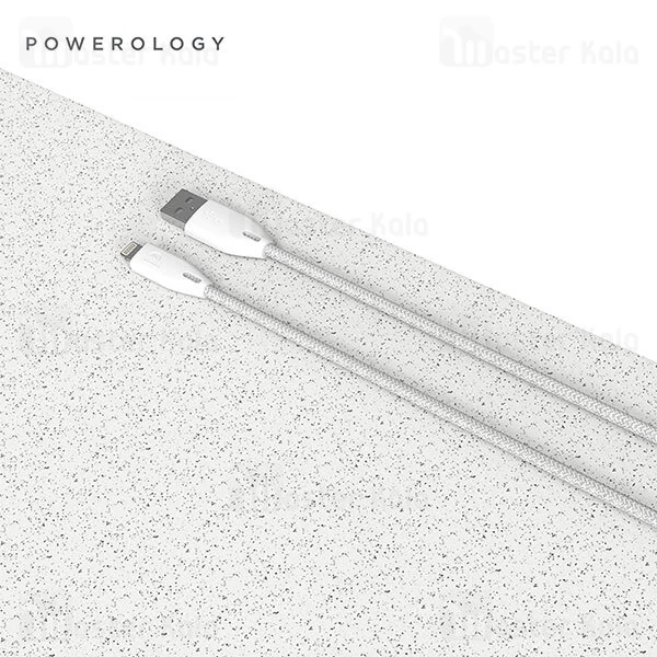 کابل لایتنینگ پاورولوژی Powerology Braided PCAB003 طول 1.2 متر شدت جریان 2.4 آمپر