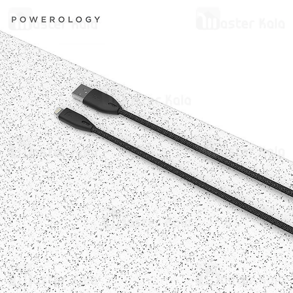 کابل لایتنینگ پاورولوژی Powerology Braided PCAB003 طول 1.2 متر شدت جریان 2.4 آمپر