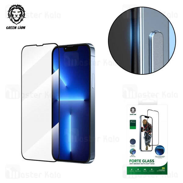 گلس تمام صفحه تمام چسب آیفون گرین لاین Apple iPhone 12 / 12 Pro Green Lion 3D Forte