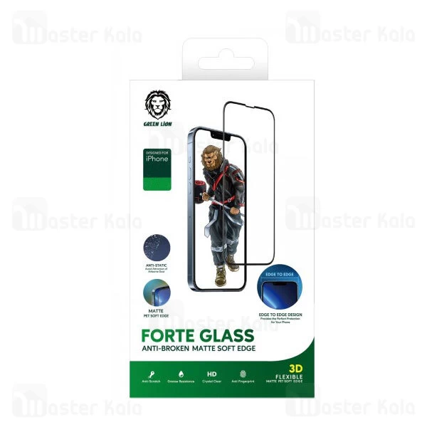 گلس تمام صفحه تمام چسب آیفون گرین لاین Apple iPhone 12 / 12 Pro Green Lion 3D Forte