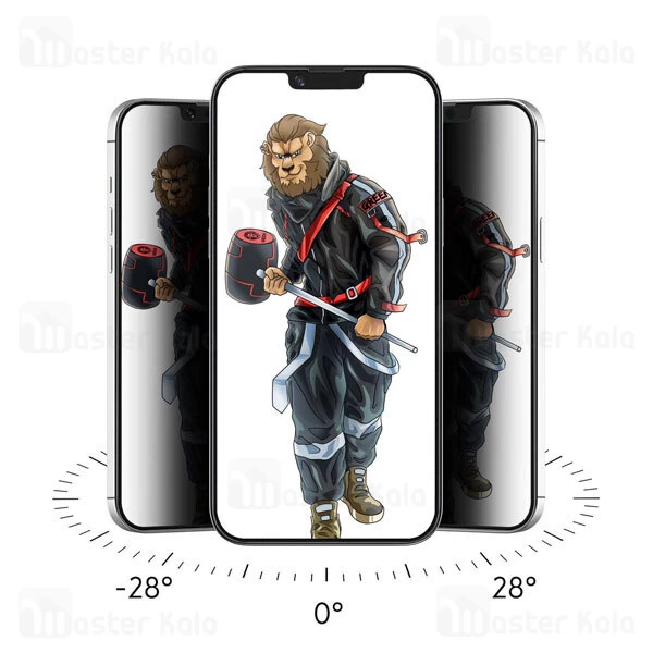 گلس حریم شخصی تمام صفحه تمام چسب آیفون گرین لاین Apple iPhone 13 / 13 Pro Green Lion 3D Forte Privacy