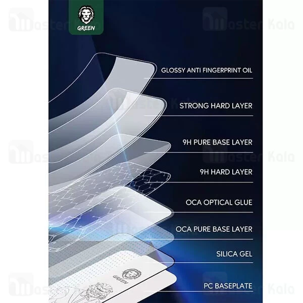 گلس تمام صفحه تمام چسب آیفون گرین لاین Apple iPhone 11 Pro Max Green Lion 3D Unbreakable