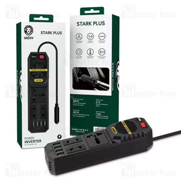 چند راهی برق و شارژر گرین لاین Green Lion Stark Plus دارای 4 پورت