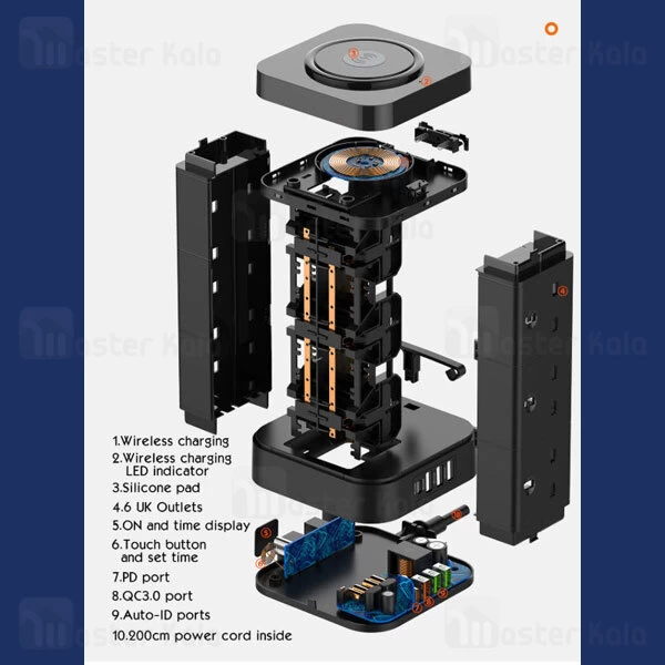 چند راهی برق و شارژر وایرلس الدینیو LDNIO SKW6457 دارای 4 پورت