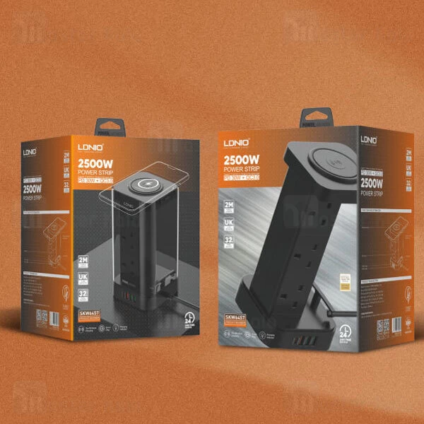 چند راهی برق و شارژر وایرلس الدینیو LDNIO SKW6457 دارای 4 پورت