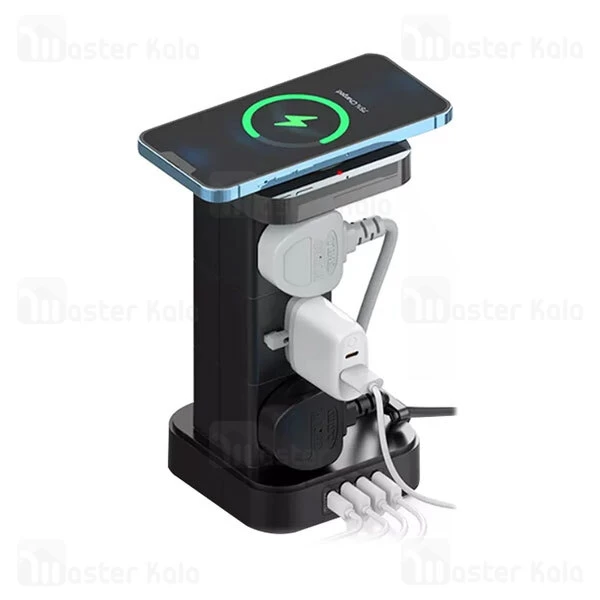 چند راهی برق و شارژر وایرلس الدینیو LDNIO SKW6457 دارای 4 پورت