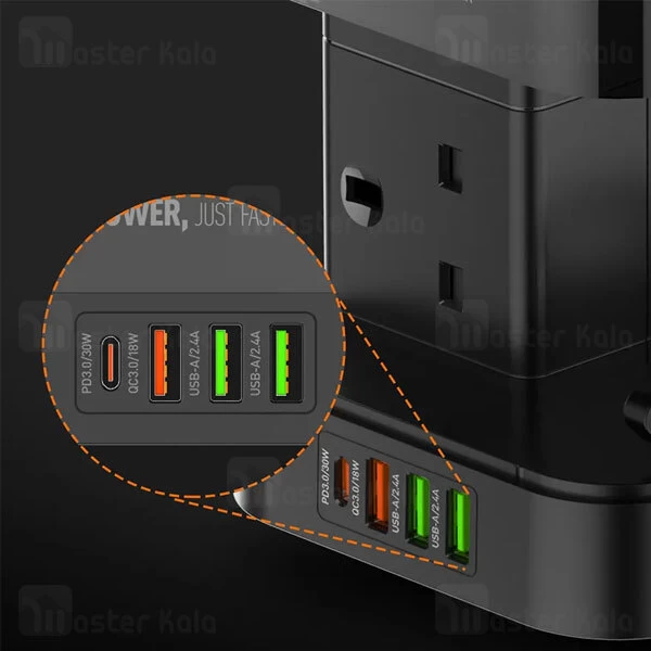 چند راهی برق و شارژر وایرلس الدینیو LDNIO SKW6457 دارای 4 پورت