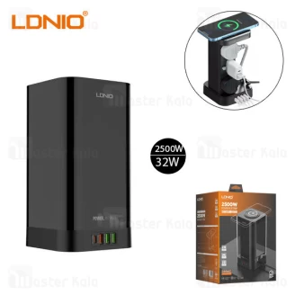 چند راهی برق و شارژر وایرلس الدینیو LDNIO SKW6457 دارای 4 پورت