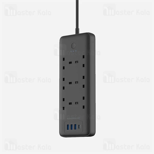 چند راهی برق و شارژر هوشمند پاورولوژی Powerology Smart Multiport Socket PSMSUPD دارای 4 پورت
