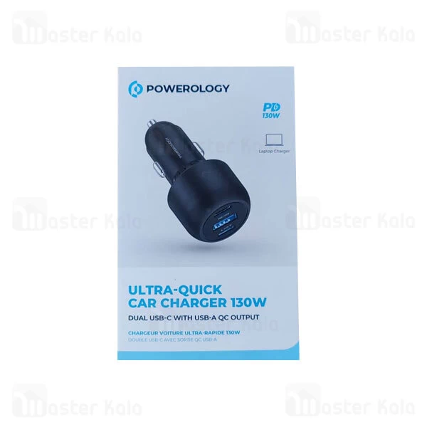 شارژر فندکی پاورولوژی Powerology Ultra Quick Car Charger PCCSR007 توان 130 وات