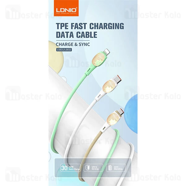 کابل میکرو یو اس بی الدینیو LDNIO LS831 به طول 1 متر توان 30 وات