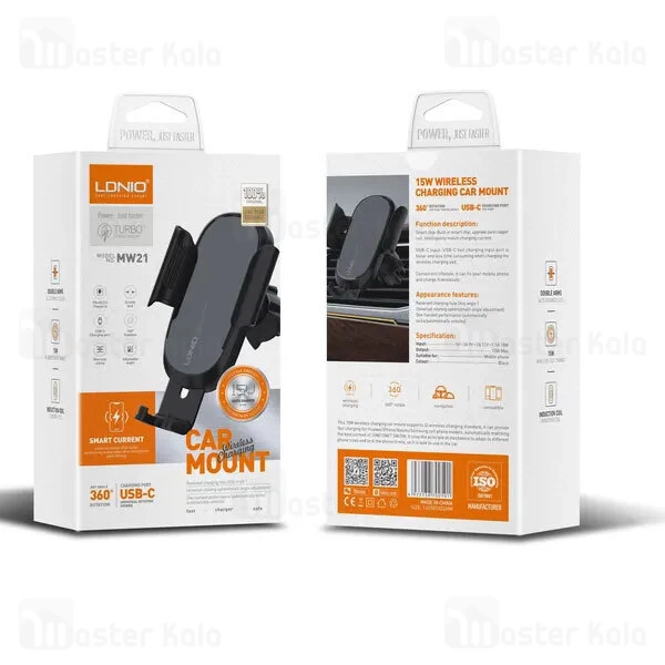 هولدر و شارژر وایرلس دریچه کولری الدینیو LDNIO MW21 توان 15 وات