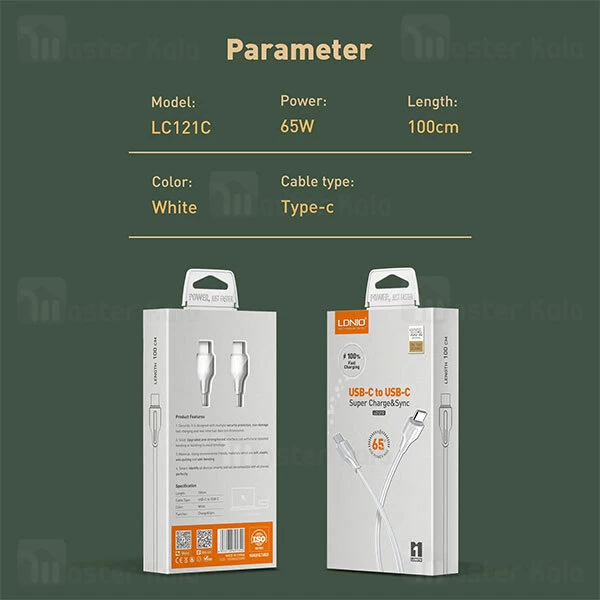 کابل Type C به Type C الدینیو LDNIOLC121-C طول 1 متر توان 65 وات
