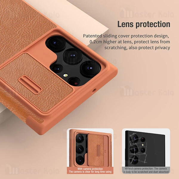کیف چرمی نیلکین سامسونگ Samsung Galaxy S23 Ultra Nillkin Qin Pro Leather Case دارای محافظ دوربین