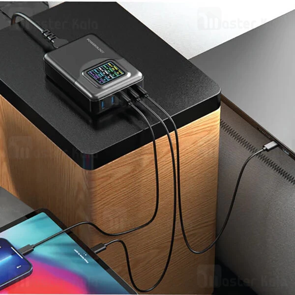 آداپتور پنج پورت چندکاره پاورولوژی Powerology GaN Charging PW3PD2Q-BK  توان 200 وات