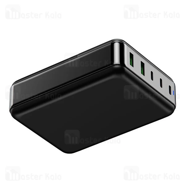 آداپتور پنج پورت چندکاره پاورولوژی Powerology GaN Charging PW3PD2Q-BK  توان 200 وات