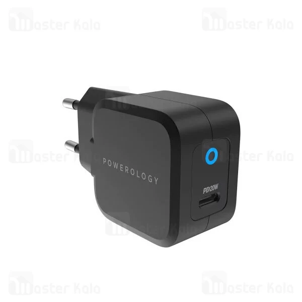 شارژر دیواری پاورولوژی Powerology Ultra-Compact PD GaN Charger EU P20WGNEUBK توان 20 وات