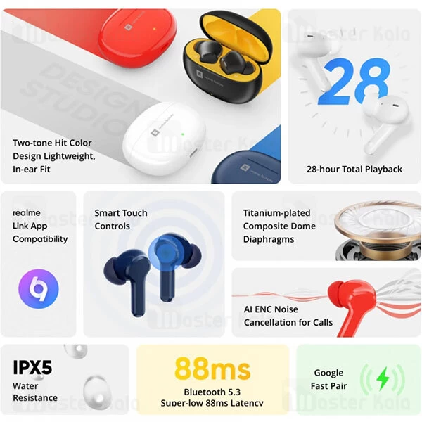 هندزفری بلوتوث دوگوش ریلمی Realme Buds T100