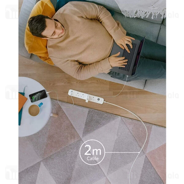 چند راهی برق انکر Anker 6 in 1 USB Power Strip دارای 2 پورت