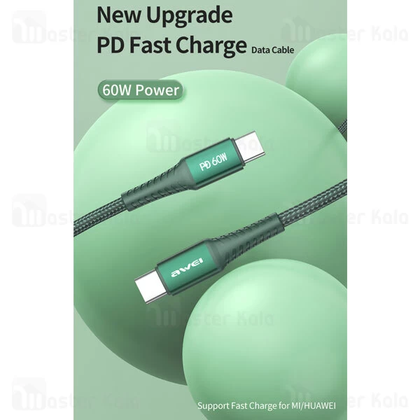 کابل Type C به Type C اوی Awei CL-111T طول 1 متر توان 60 وات