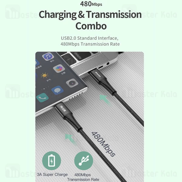 کابل Type C به Type C اوی Awei CL-111T طول 1 متر توان 60 وات