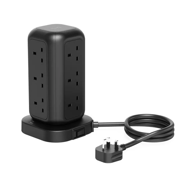 چند راهی برق و شارژر پاورولوژی Powerology 12 Socket GaN Tower Hub PWCUQC025 دارای 4 پورت