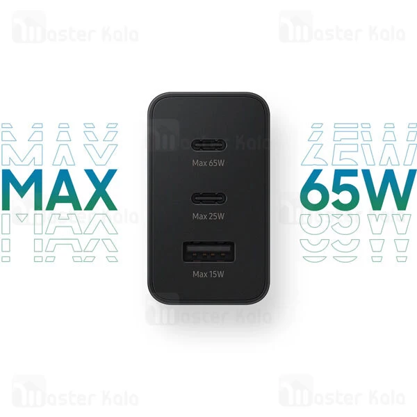 شارژر اصلی سوپر فست شارژ سامسونگ Samsung EP-T6530 Trio توان 65 وات دو شاخه UK