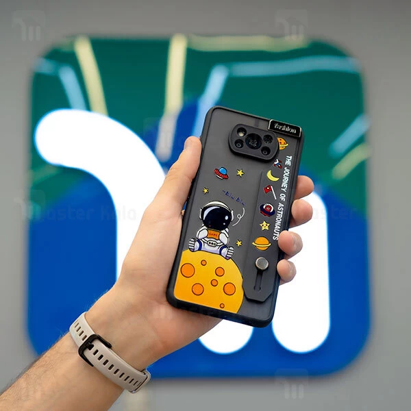 قاب فانتزی دستگیره دار شیائومی Xiaomi Poco X3 / Poco X3 NFC / Poco X3 Pro طرح فضانورد