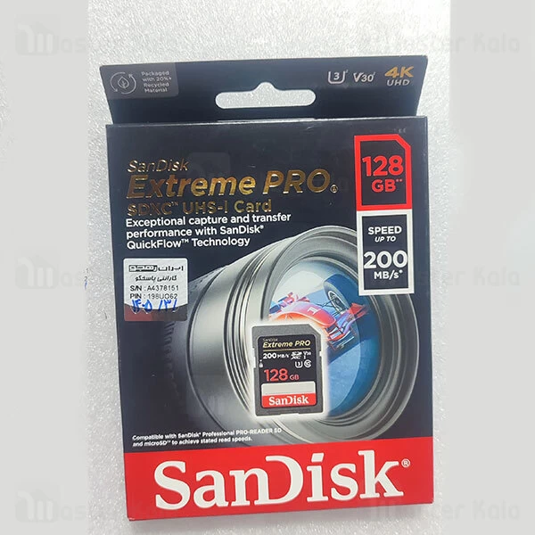 کارت حافظه اس دی 128 گیگابایت سن دیسک SanDisk Extreme Pro U3 633X 200MB/s Full UHD