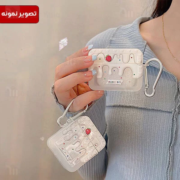 کاور محافظ فانتزی ایرپاد Apple AirPods Pro / Pro 2 طرح بستنی توت فرنگی