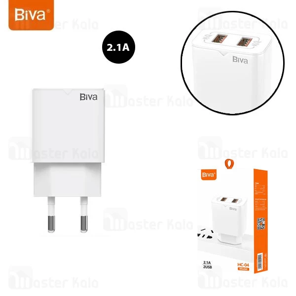 شارژر دیواری بیوا Biva HC-04 شدت جریان 2.1 آمپر همراه با کابل