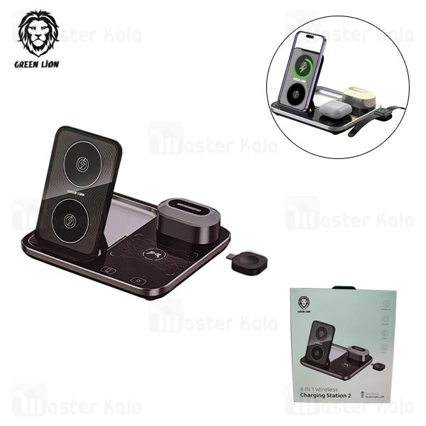استند و شارژر وایرلس Green Lion 4 in 1 Wireless Charging Station 2 توان 15 وات